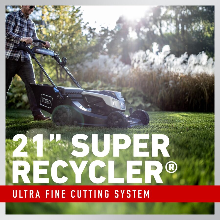 Toro 60V Max* 21 in. (53 cm) Super Recycler® w/Personal Pace® & SmartStow® Lawn Mower with 7.5Ah Battery