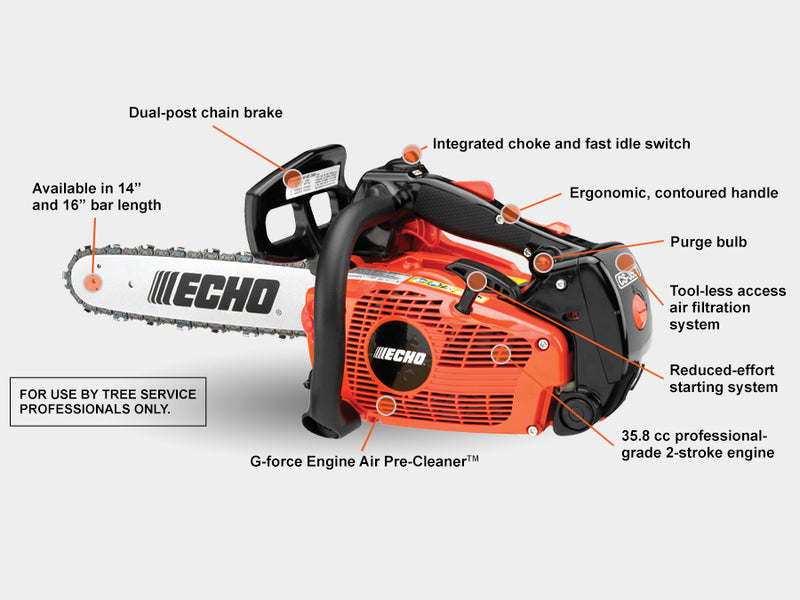 ECHO CS‑355T‑16 – 16 in Top‑Handle Professional Arborist Chainsaw | 35.8 cc